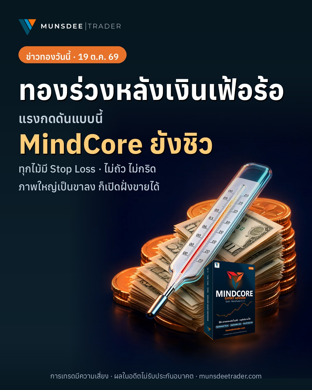 เงินเฟ้อร้อนแรงกดราคาทองลง! MindCore EA รับมือยังไง?